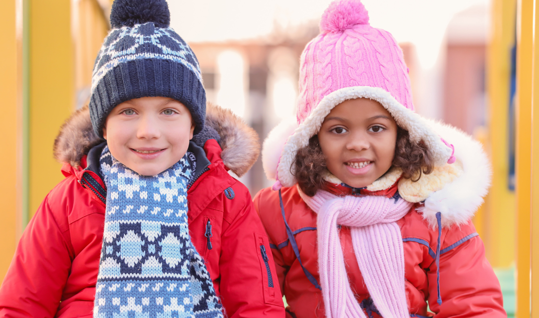 Children in hats and sc]arfs